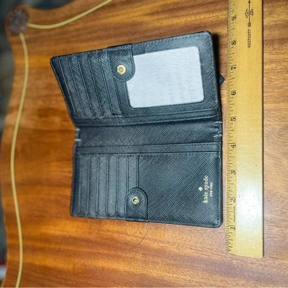 💃 Kate Spade NY Floral Slim Wallet Black Blue Floral Snap A21 - Picture 11 of 11